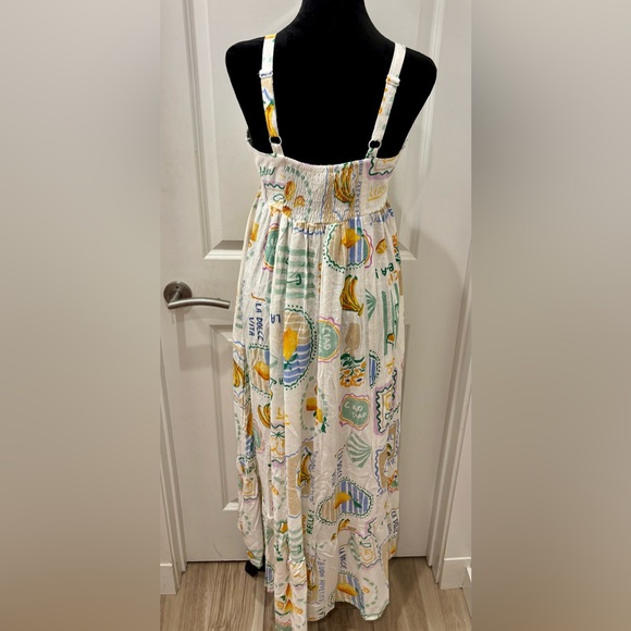 NWT Paper Heart linen blend Italian fruit and cocktail inspired print dress - S - Picture 4 of 16